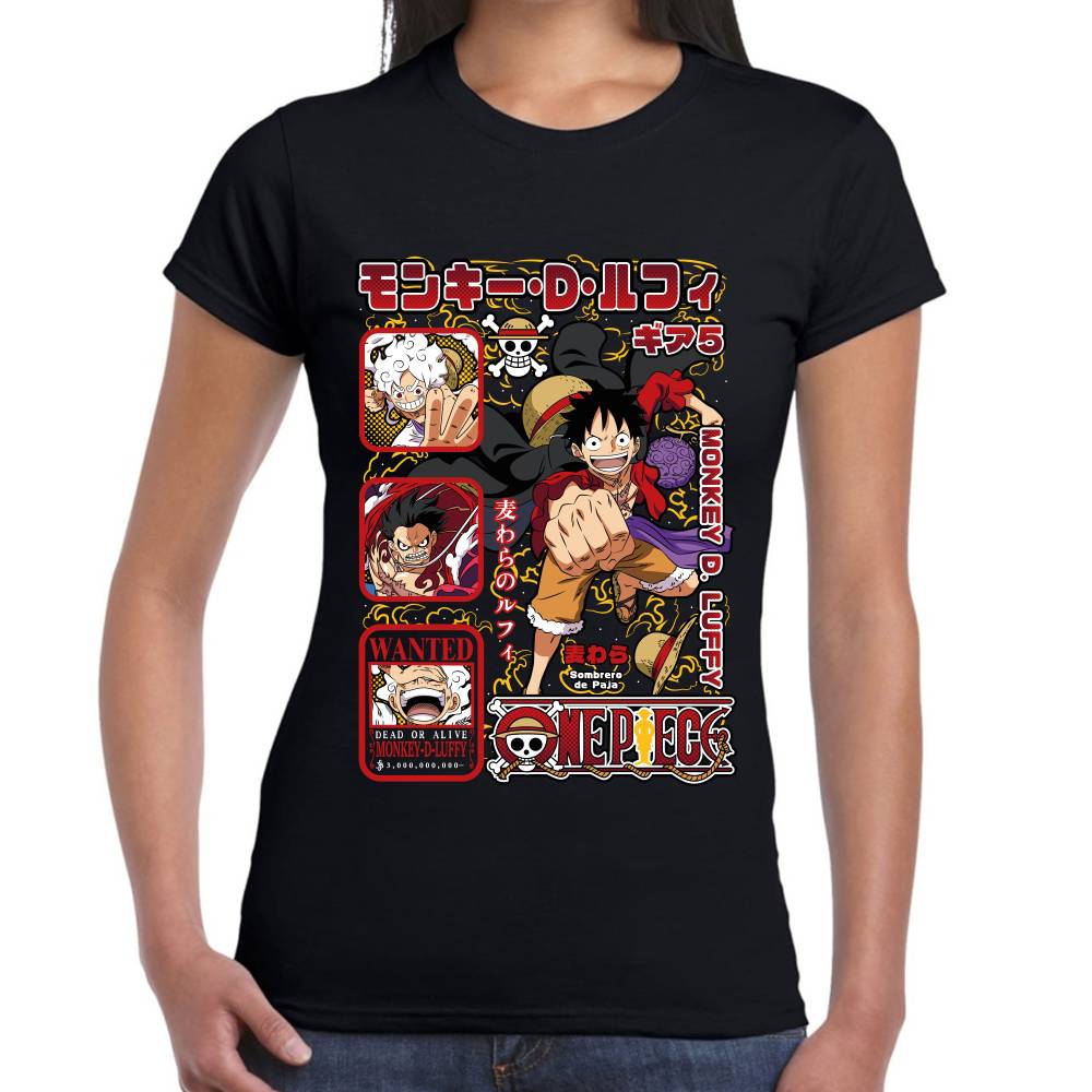 Playera Luffy Gear V y IV One Piece Algodón Premium #0003508