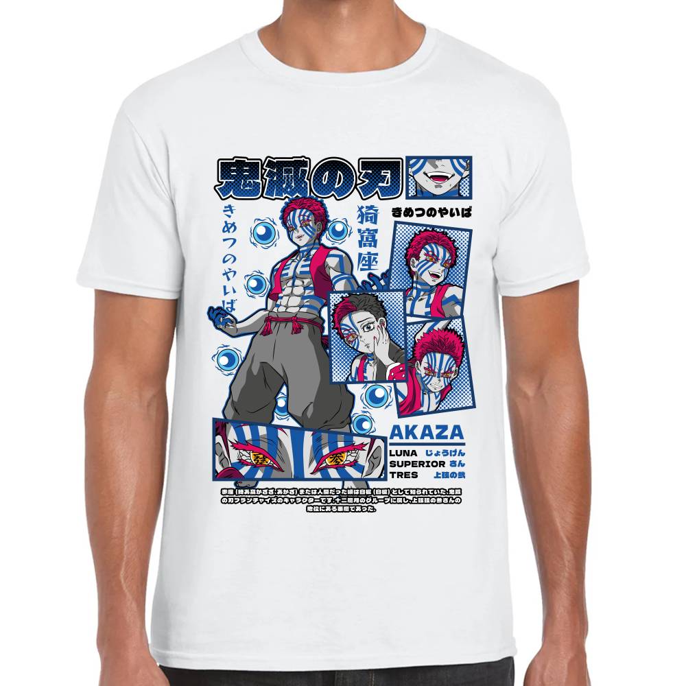 Playera Akaza Luna Superior 3 Demon Slayer Algodón Premium #0003511