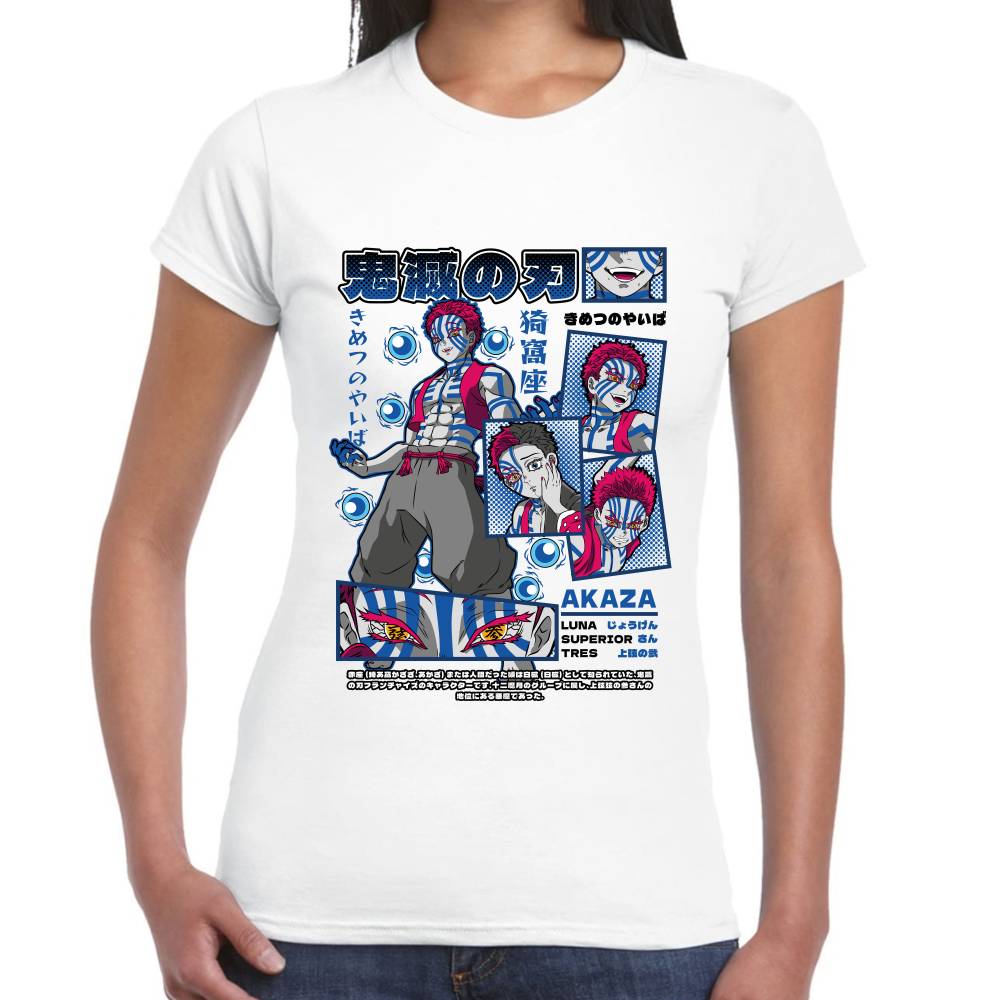 Playera Akaza Luna Superior 3 Demon Slayer Algodón Premium #0003511