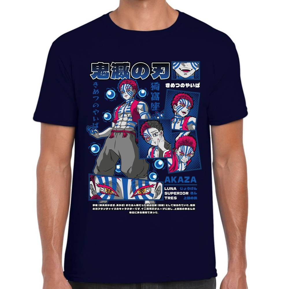 Playera Akaza Luna Superior 3 Demon Slayer Algodón Premium #0003511