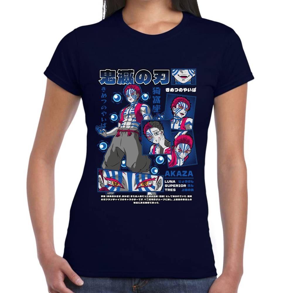 Playera Akaza Luna Superior 3 Demon Slayer Algodón Premium #0003511