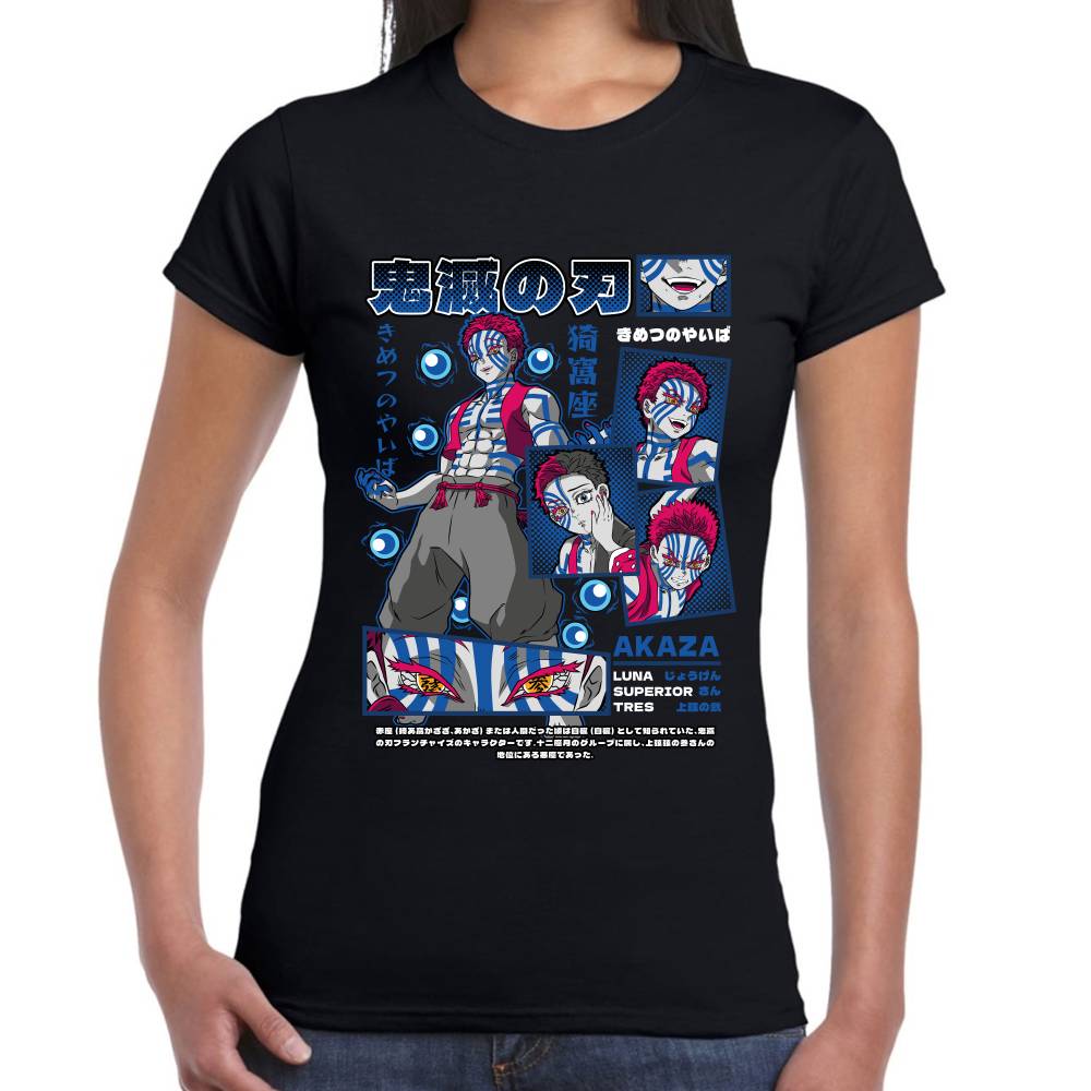 Playera Akaza Luna Superior 3 Demon Slayer Algodón Premium #0003511