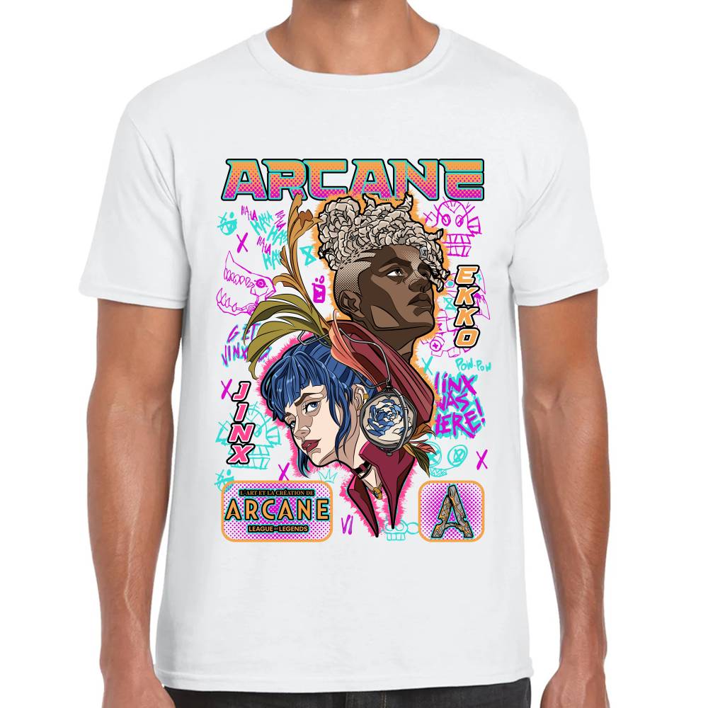 Playera Jinx (Powder) & Ekko Arcane Algodón Premium #0003512