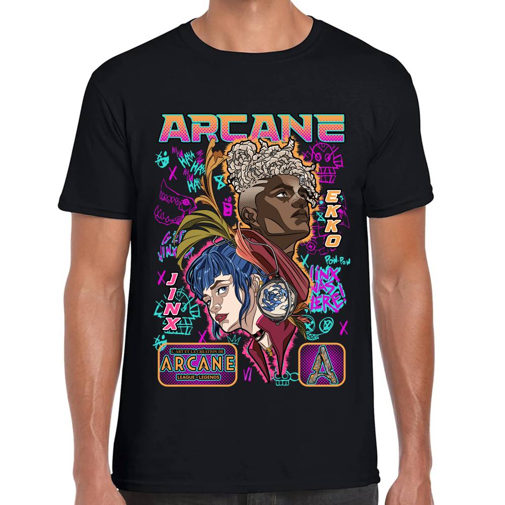 Playera Jinx (Powder) & Ekko Arcane Algodón Premium #0003512