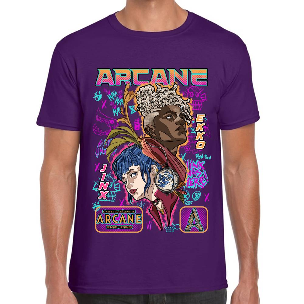 Playera Jinx (Powder) & Ekko Arcane Algodón Premium #0003512