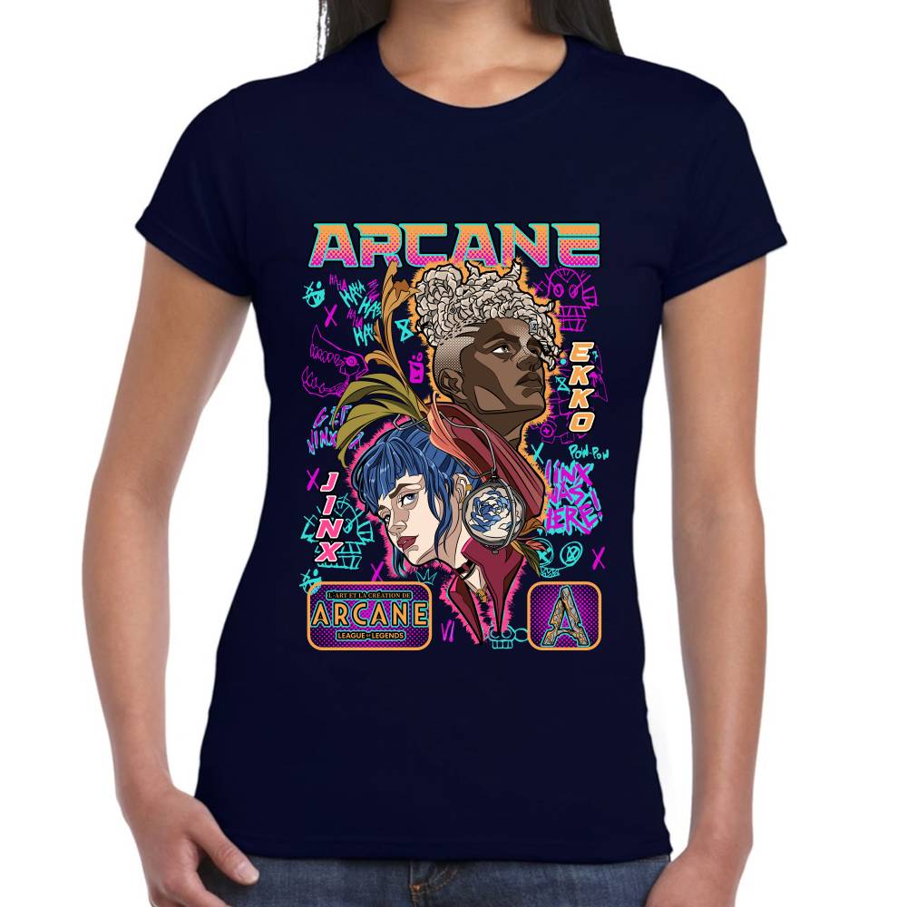 Playera Jinx (Powder) & Ekko Arcane Algodón Premium #0003512