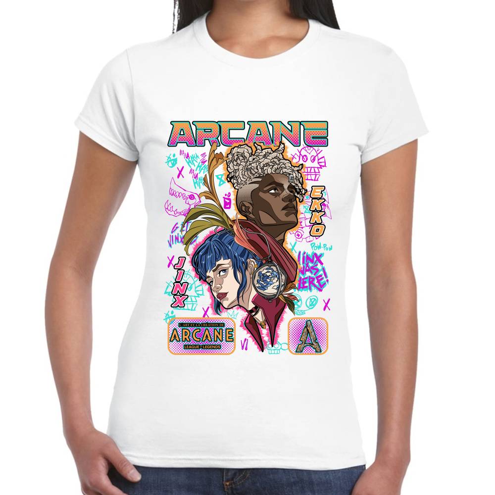 Playera Jinx (Powder) & Ekko Arcane Algodón Premium #0003512