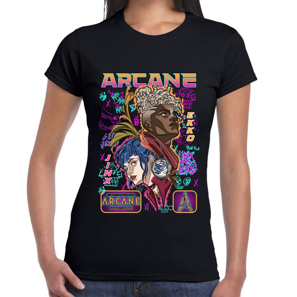 Playera Jinx (Powder) & Ekko Arcane Algodón Premium #0003512