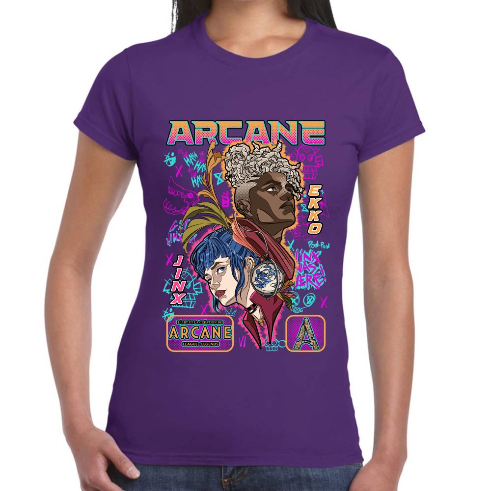 Playera Jinx (Powder) & Ekko Arcane Algodón Premium #0003512