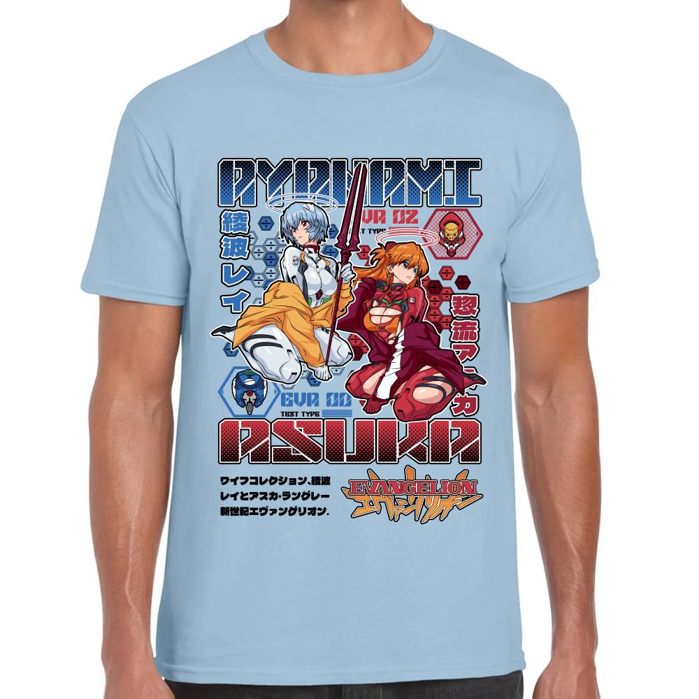 Playera Ayanami & Azuka, Eva 02 & Eva 00 Evangelion Algodón Premium #0003517