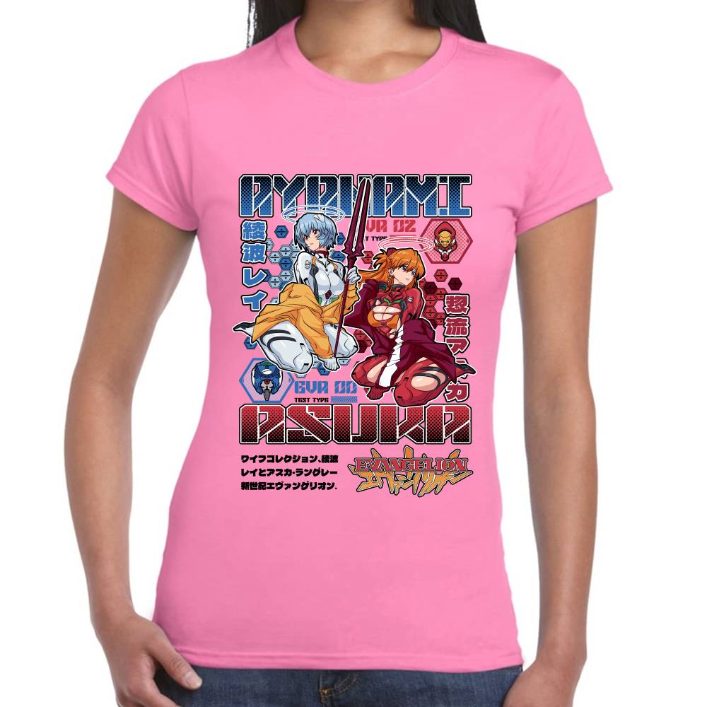 Playera Ayanami & Azuka, Eva 02 & Eva 00 Evangelion Algodón Premium #0003517