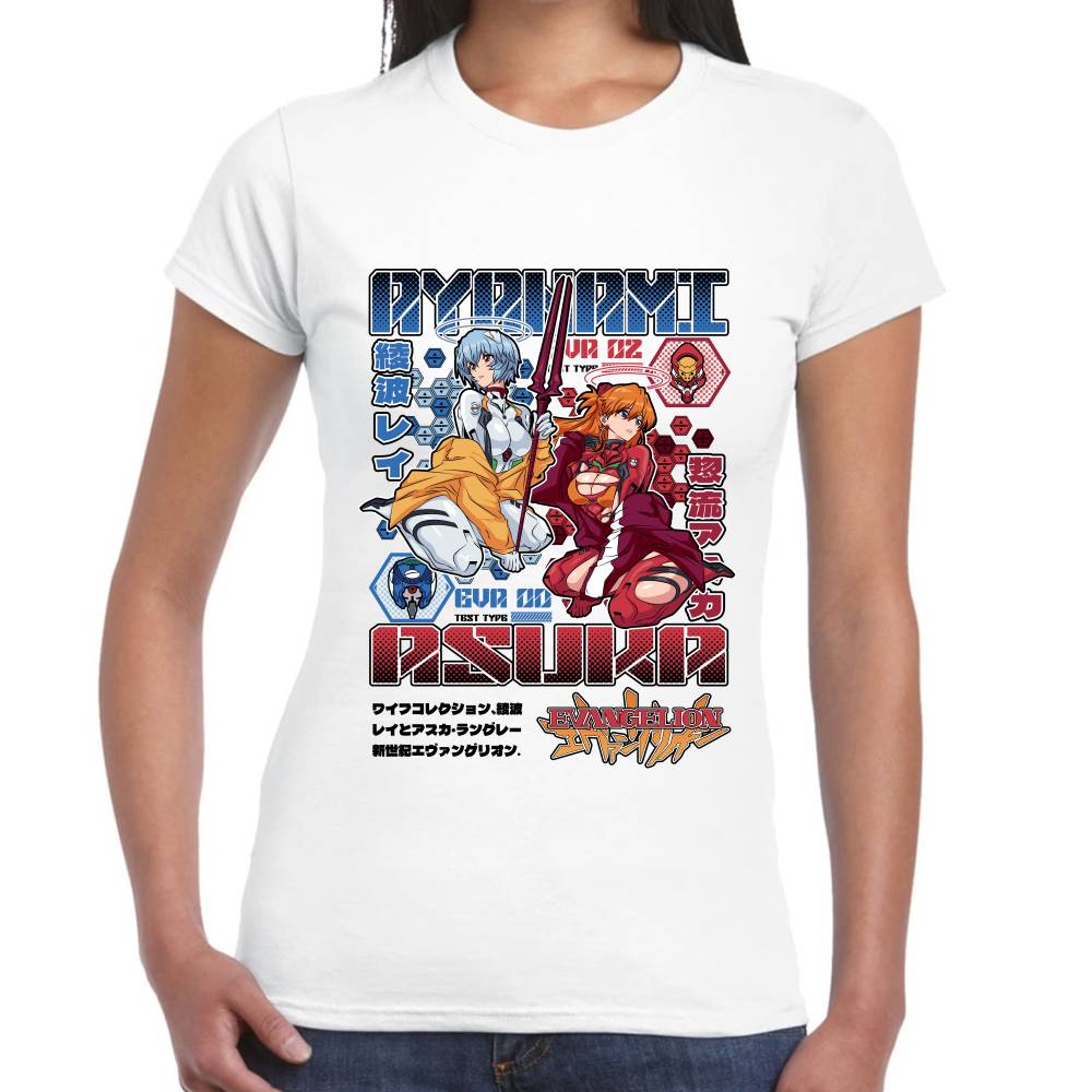 Playera Ayanami & Azuka, Eva 02 & Eva 00 Evangelion Algodón Premium #0003517