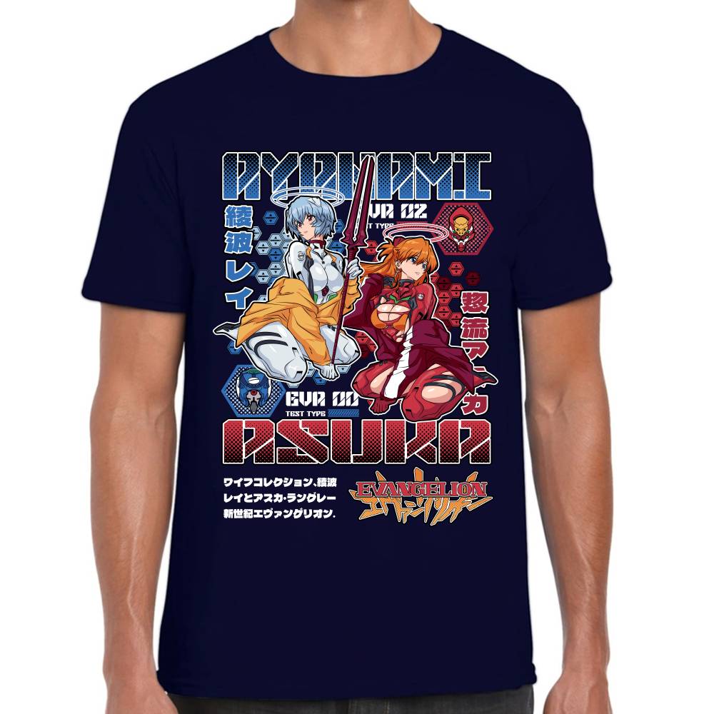 Playera Ayanami & Azuka, Eva 02 & Eva 00 Evangelion Algodón Premium #0003517