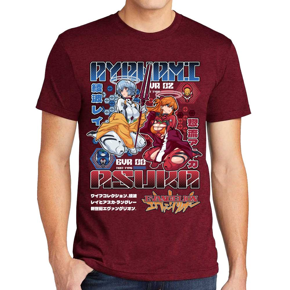 Playera Ayanami & Azuka, Eva 02 & Eva 00 Evangelion Algodón Premium #0003517