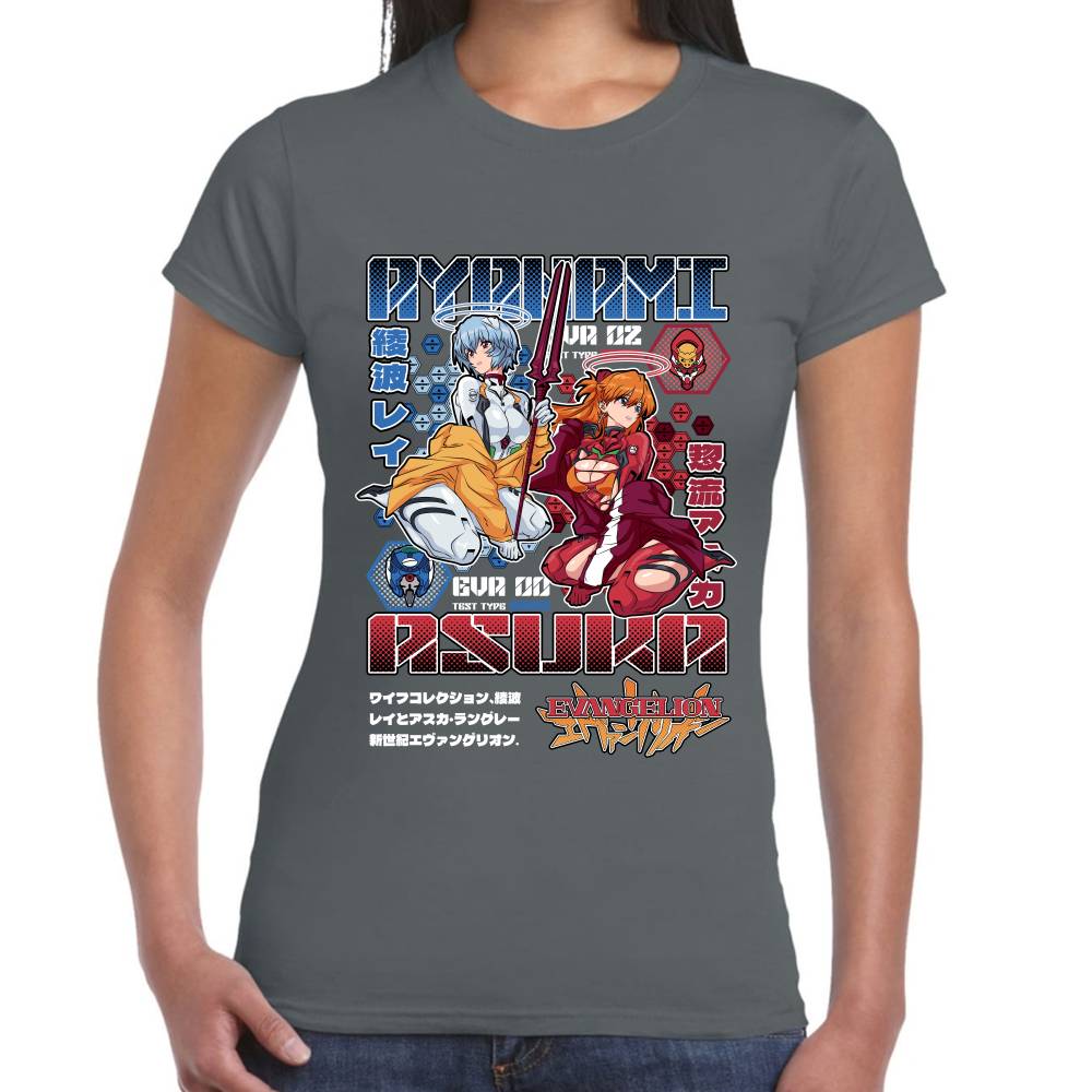 Playera Ayanami & Azuka, Eva 02 & Eva 00 Evangelion Algodón Premium #0003517