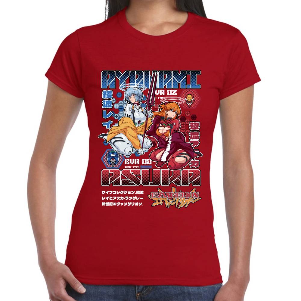 Playera Ayanami & Azuka, Eva 02 & Eva 00 Evangelion Algodón Premium #0003517