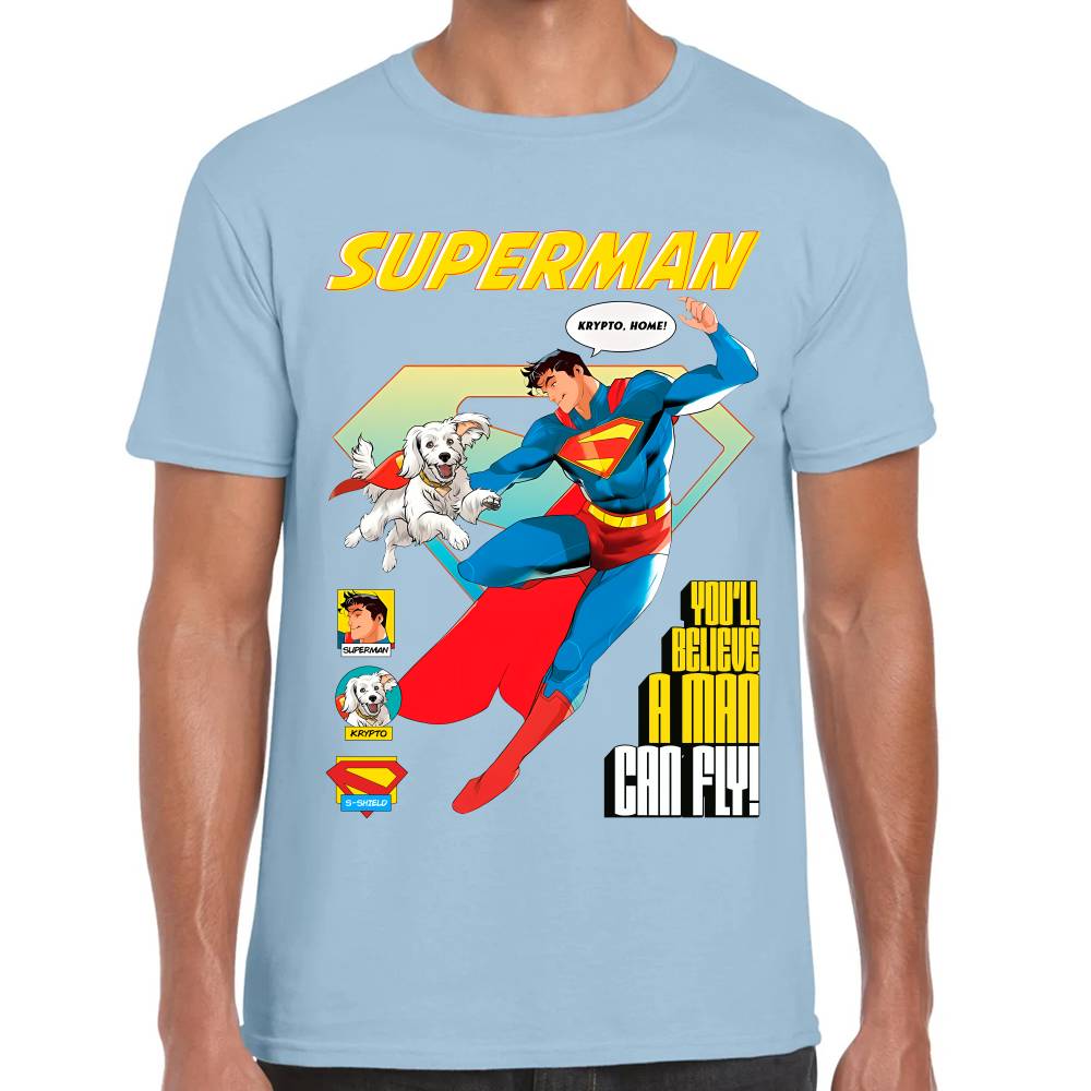 Playera Superman & Krypto Volando DC Algodón Premium #0003520