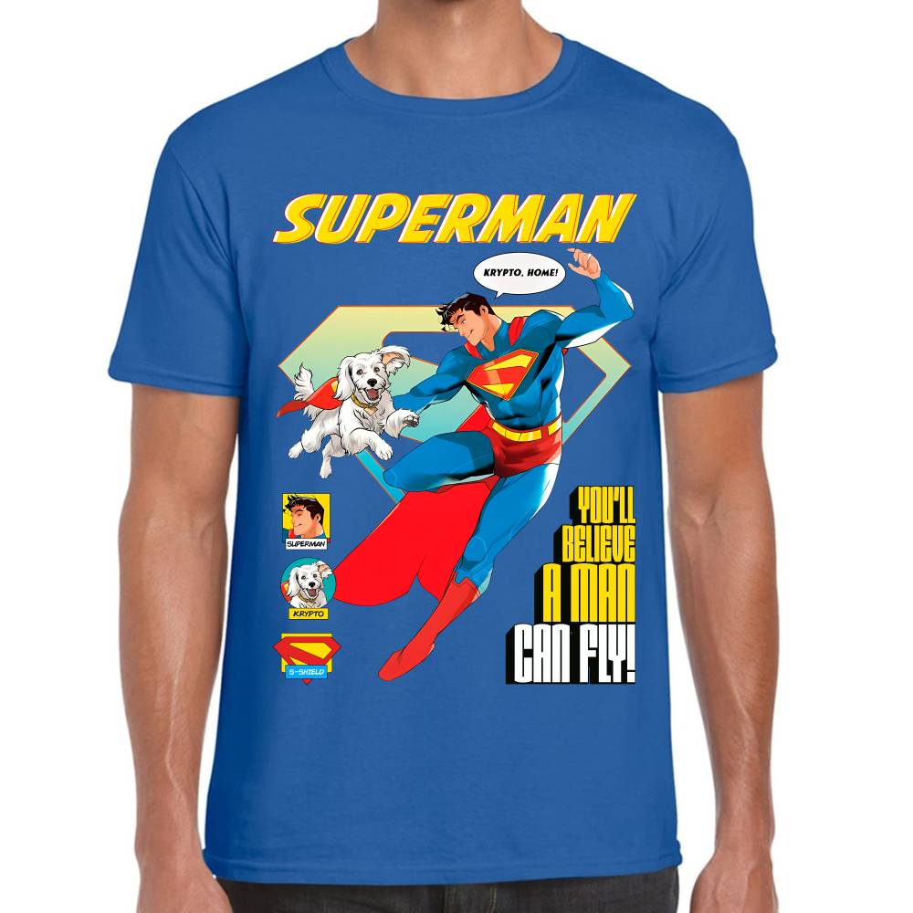 Playera Superman & Krypto Volando DC Algodón Premium #0003520