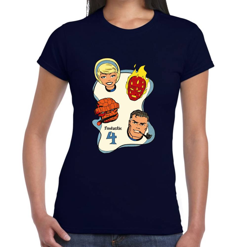 Playera 4 Fantasticos Pipa & Puro Marvel Algodón Premium #0003534