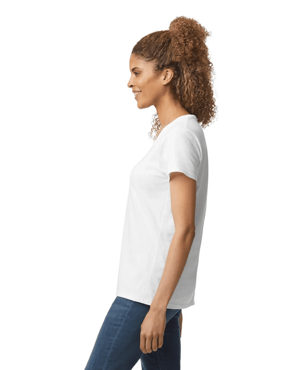 Playera Para Dama Cuello V Algodón Peinado Premium Imagen secundaria del producto